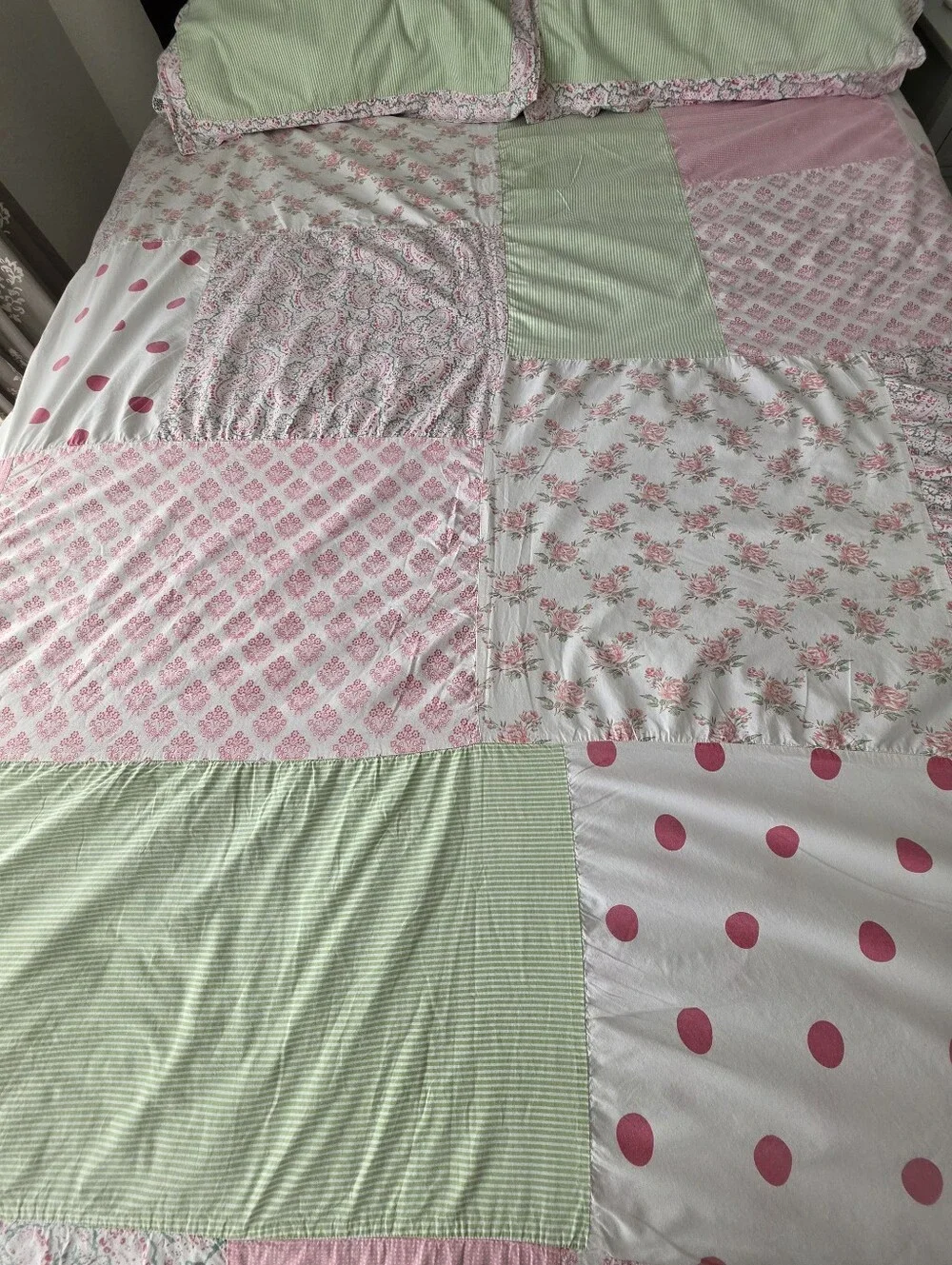 The Land of Nod ( crate & barrel ) Queen Duvet Set Patchwork Cotton